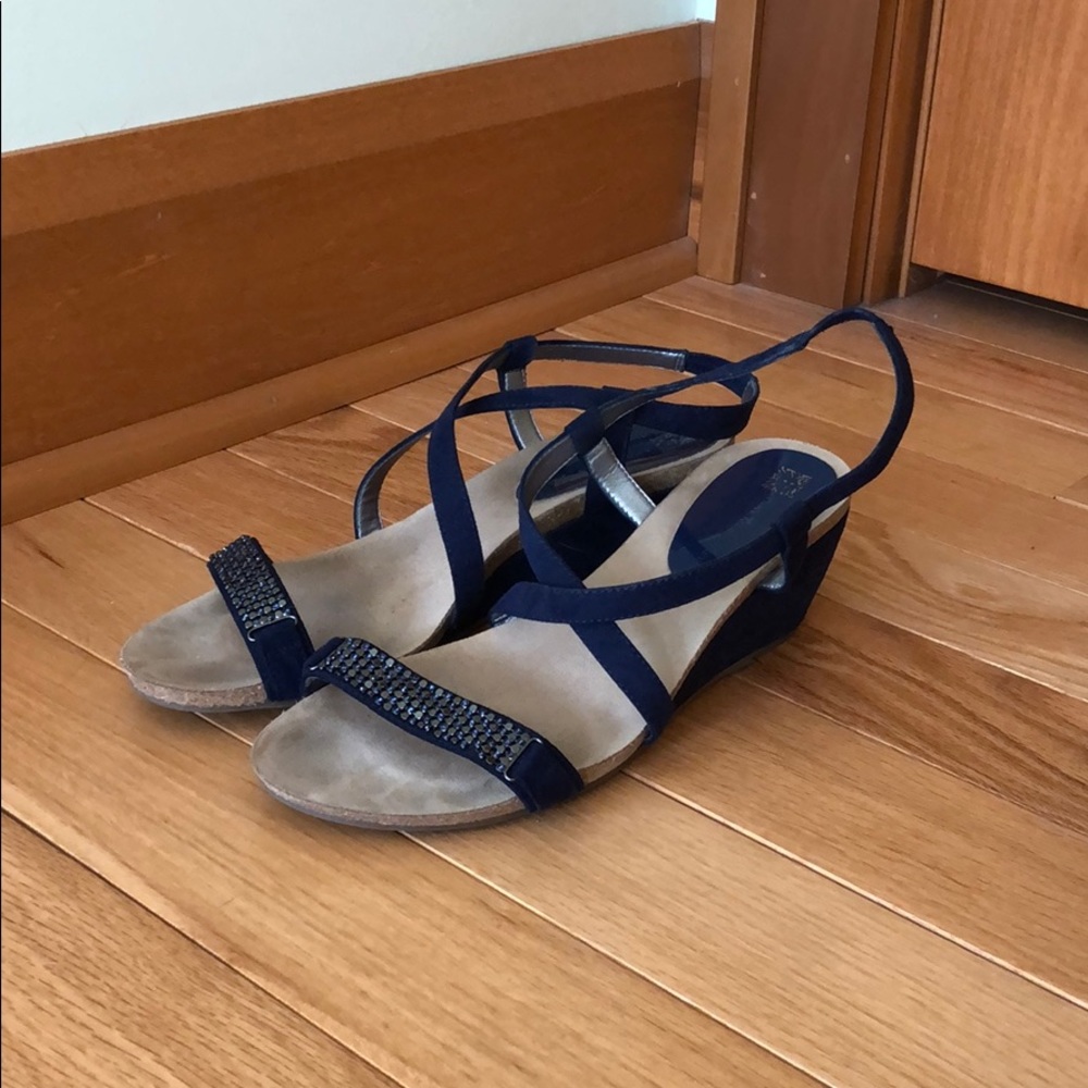 Navy Blue Wedge Sandals